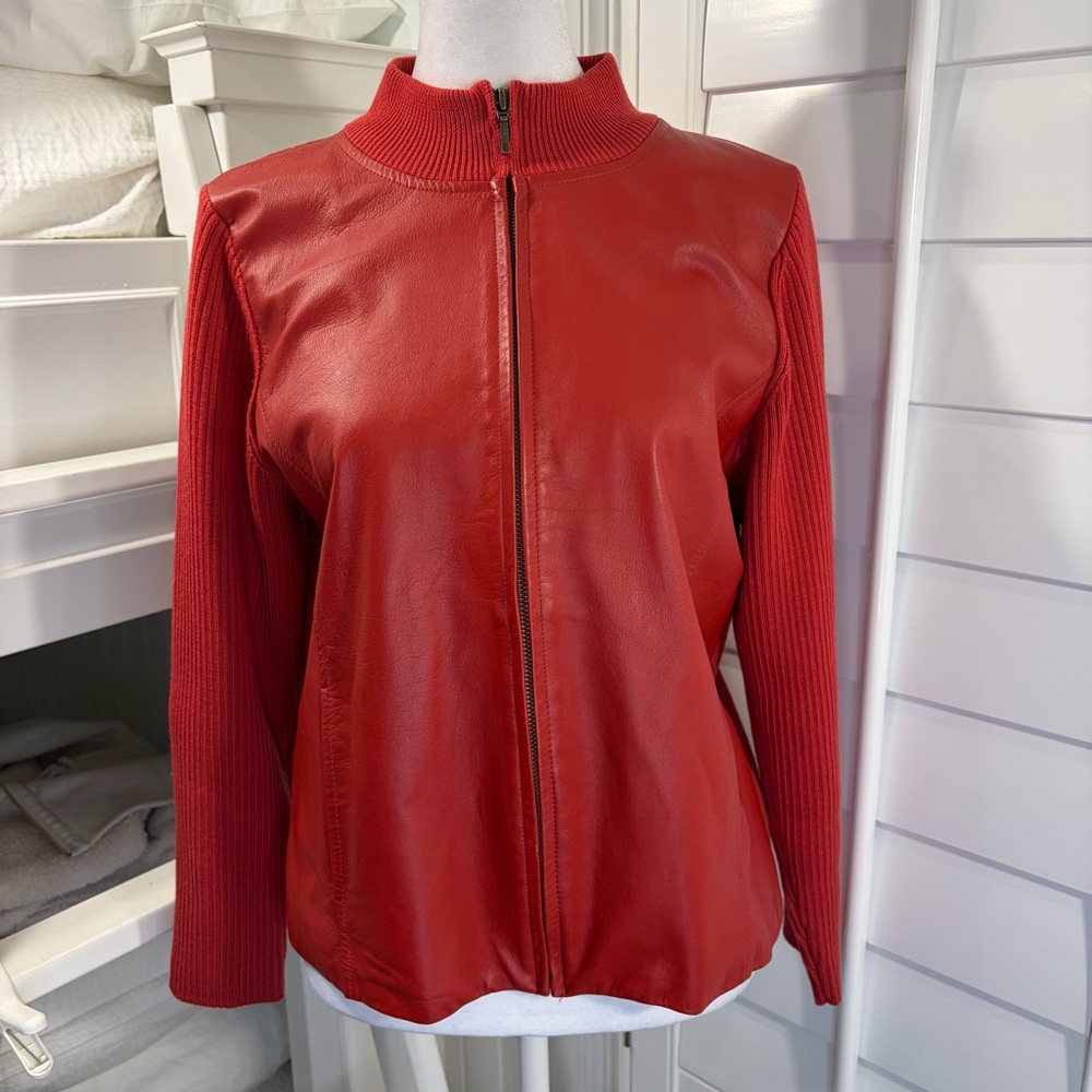 Pendleton Leather Wool Zip Front Jacket